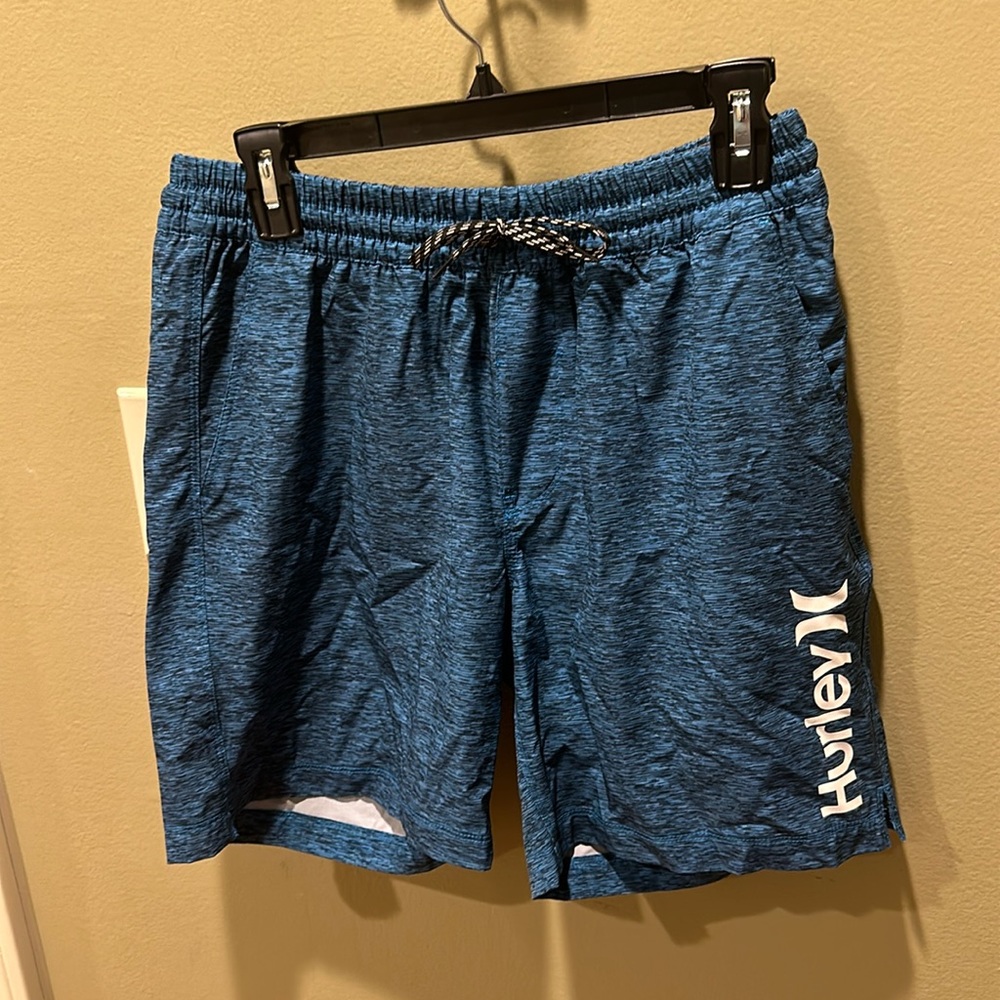 EUC Hurley Blue Swim Trunks Board Shorts Sz M Compression Liner